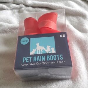Pet Rain Boots Size X-Large 4 Red Velcro Boots
